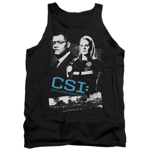 AN OFFCIALLY LICENSED CSI INVESTIGATE THIS ADULT UNISEX TANK TOP BLACK