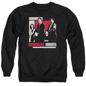 AN OFFCIALLY LICENSED CRIMINAL MINDS GUNS DRAWN ADULT UNISEX CREWNECK SWEATSHIRT BLACK