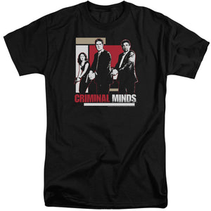 AN OFFCIALLY LICENSED CRIMINAL MINDS GUNS DRAWN MEN'S TALL FIT T-SHIRT BLACK