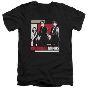 AN OFFCIALLY LICENSED CRIMINAL MINDS GUNS DRAWN MEN'S V-NECK T-SHIRT BLACK