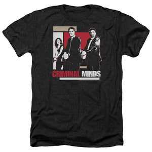 AN OFFCIALLY LICENSED CRIMINAL MINDS GUNS DRAWN MEN'S HEATHER T-SHIRT CHARCOAL