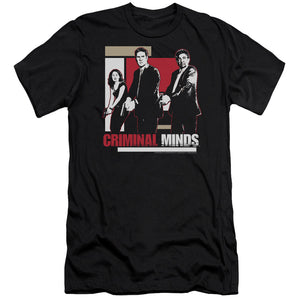 AN OFFCIALLY LICENSED CRIMINAL MINDS GUNS DRAWN MEN'S PREMIUM SLIM FIT T-SHIRT BLACK
