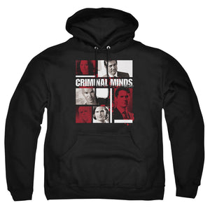 AN OFFCIALLY LICENSED CRIMINAL MINDS CHARACTER BOXES ADULT UNISEX PULLOVER HOODIE BLACK