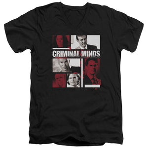 AN OFFCIALLY LICENSED CRIMINAL MINDS CHARACTER BOXES MEN'S V-NECK T-SHIRT BLACK