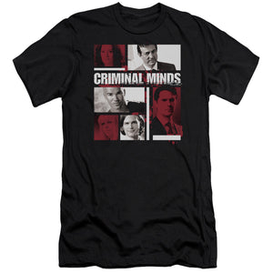 AN OFFCIALLY LICENSED CRIMINAL MINDS CHARACTER BOXES MEN'S PREMIUM SLIM FIT T-SHIRT BLACK