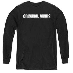 AN OFFCIALLY LICENSED CRIMINAL MINDS LOGO YOUTH LONG SLEEVE T-SHIRT BLACK