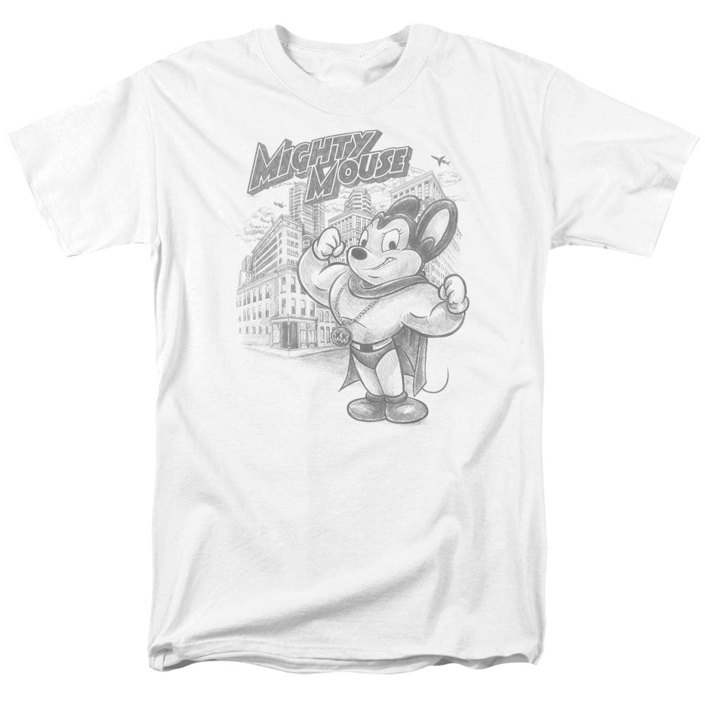 Mighty Mouse Protect And Serve Licensed Adult Unisex T-Shirt Regular Fit Tee
