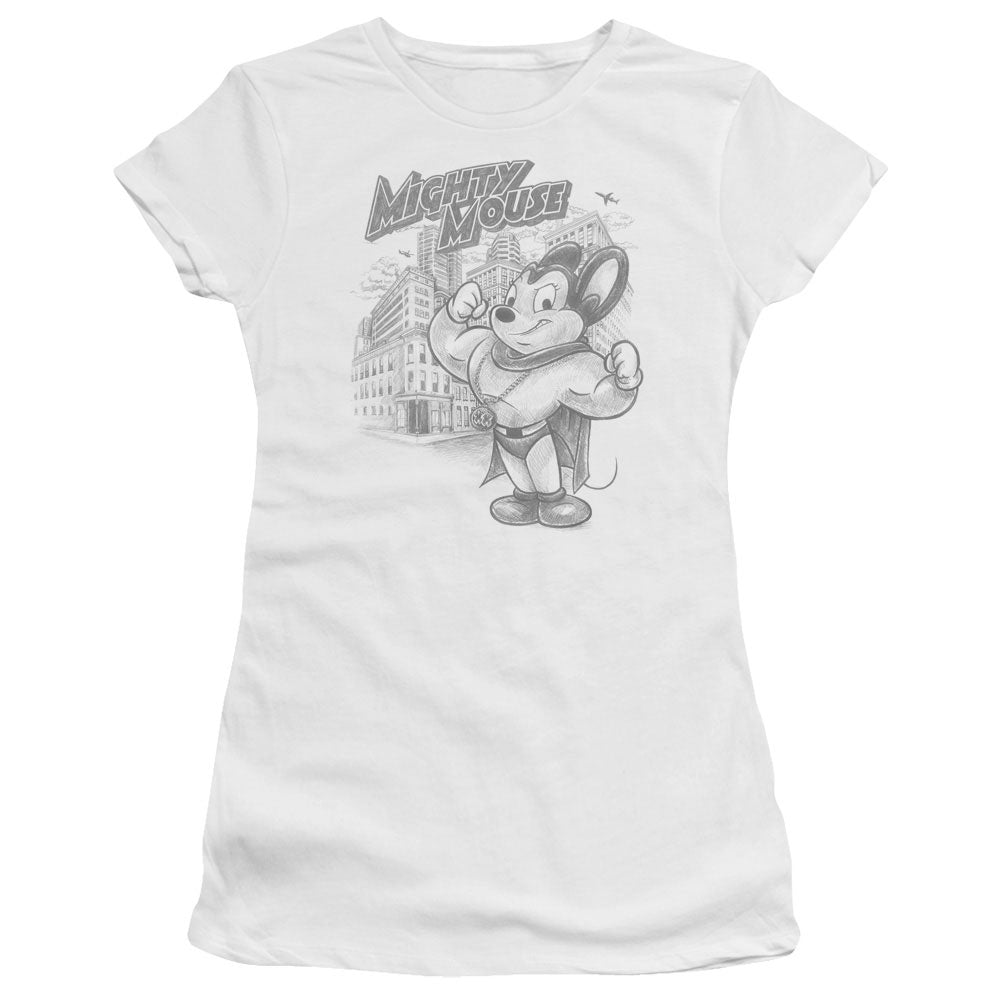 Mighty Mouse Protect And Serve Licensed Women's T-Shirt Juniors LG