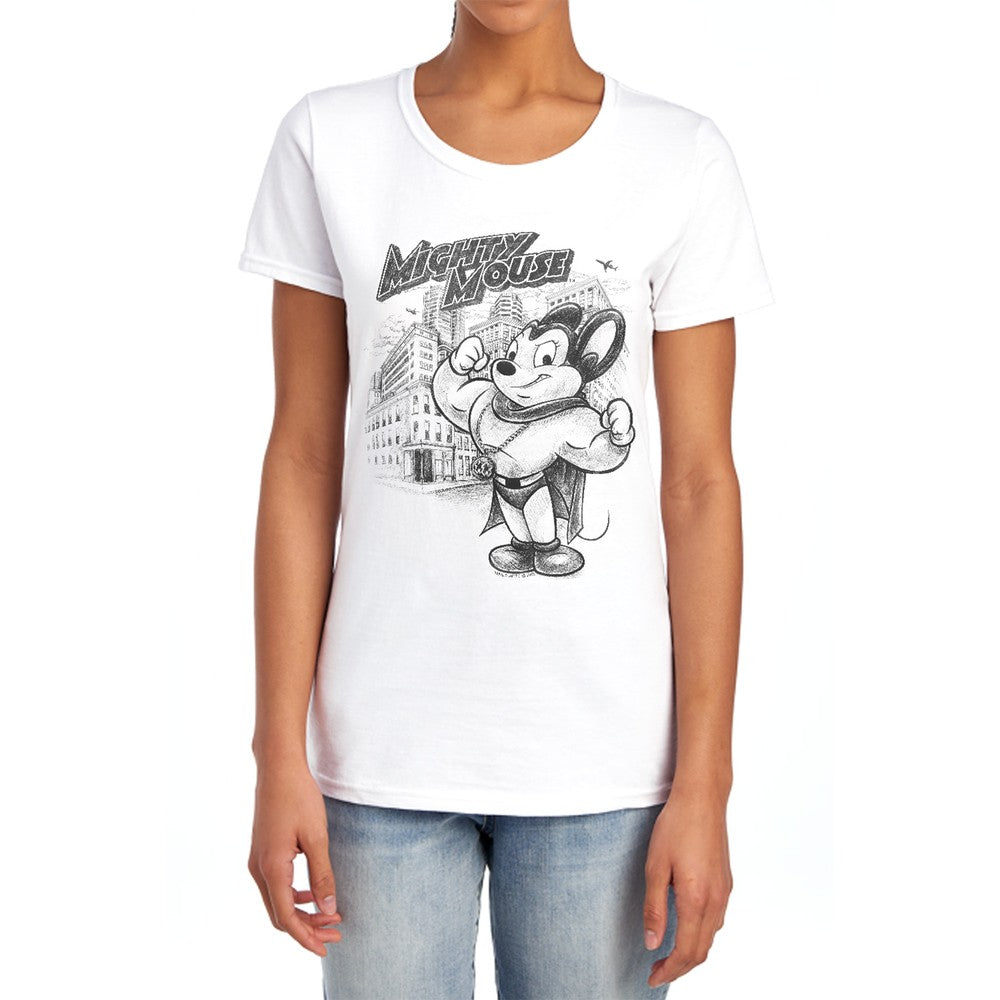 Mighty Mouse Protect And Serve Licensed Women's T-Shirt Regular Fit SM