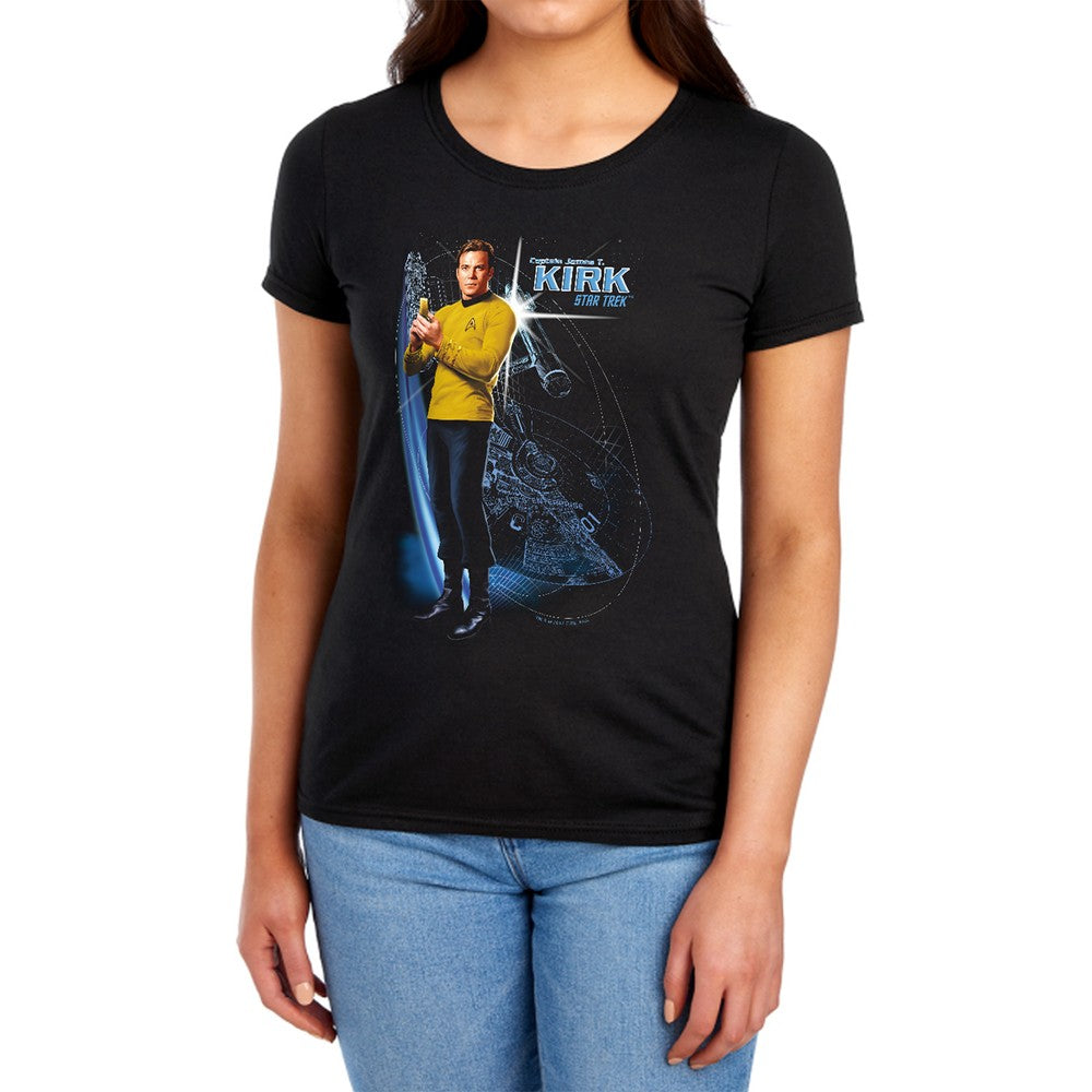 Star Trek Galactic Kirk Licensed Women's T-Shirt Regular Fit MD