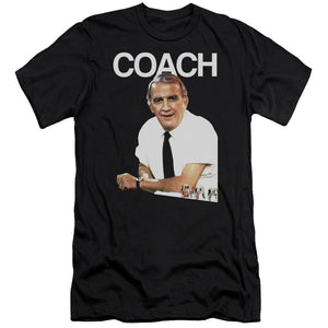 AN OFFCIALLY LICENSED CHEERS COACH MEN'S PREMIUM SLIM FIT T-SHIRT BLACK