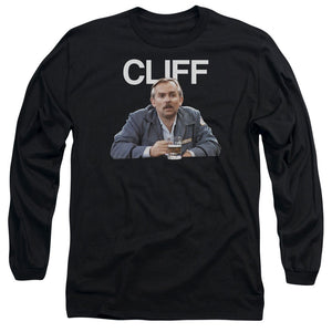 AN OFFCIALLY LICENSED CHEERS CLIFF MEN'S LONG SLEEVE T-SHIRT BLACK