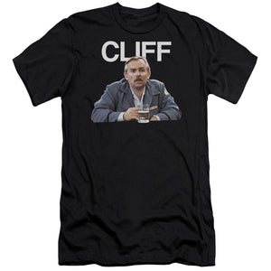 AN OFFCIALLY LICENSED CHEERS CLIFF MEN'S PREMIUM SLIM FIT T-SHIRT BLACK