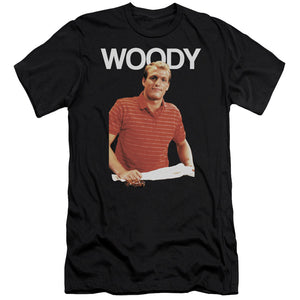 AN OFFCIALLY LICENSED CHEERS WOODY MEN'S PREMIUM SLIM FIT T-SHIRT BLACK