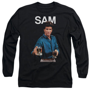 AN OFFCIALLY LICENSED CHEERS SAM MEN'S LONG SLEEVE T-SHIRT BLACK