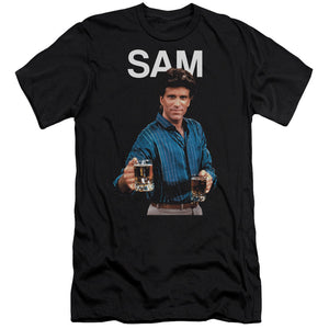 AN OFFCIALLY LICENSED CHEERS SAM MEN'S PREMIUM SLIM FIT T-SHIRT BLACK