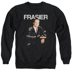 AN OFFCIALLY LICENSED CHEERS FRASIER ADULT UNISEX CREWNECK SWEATSHIRT BLACK