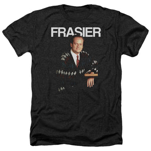 AN OFFCIALLY LICENSED CHEERS FRASIER MEN'S HEATHER T-SHIRT CHARCOAL