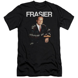 AN OFFCIALLY LICENSED CHEERS FRASIER MEN'S PREMIUM SLIM FIT T-SHIRT BLACK