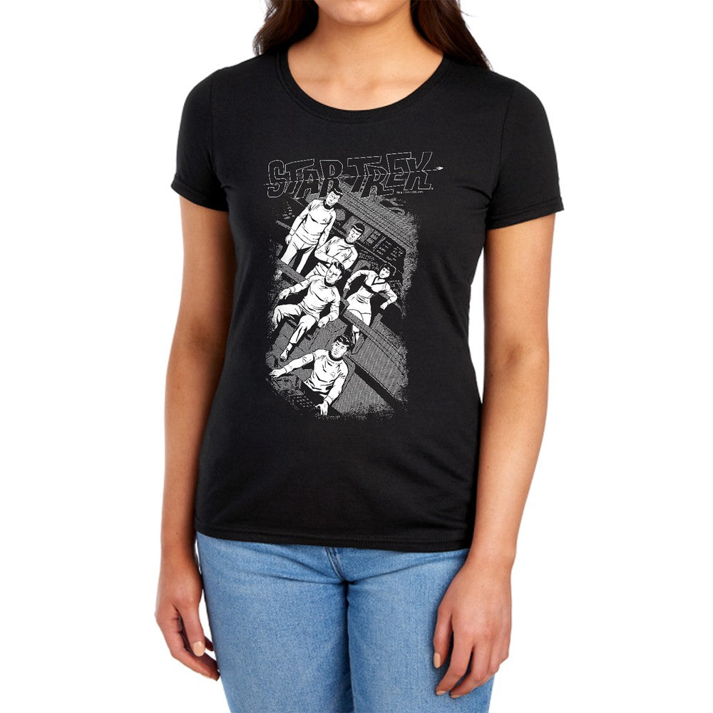 Star Trek Retro Tilted Bridge Licensed Women's T-Shirt Regular Fit MD