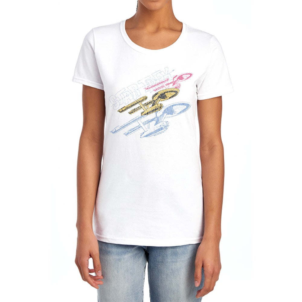 Star Trek Retro Tri Enterprise Licensed Women's T-Shirt Regular Fit MD