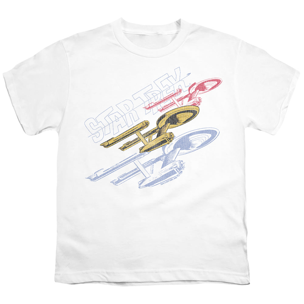 Star Trek Retro Tri Enterprise Licensed Kid's T-Shirt (Ages 4-7) SM-XL