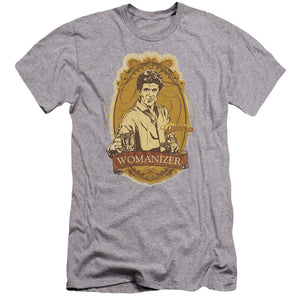 AN OFFCIALLY LICENSED CHEERS WOMANIZER MEN'S PREMIUM SLIM FIT T-SHIRT ATHLETIC HEATHER