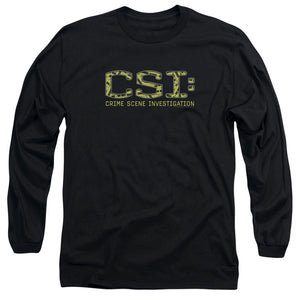 AN OFFCIALLY LICENSED CSI COLLAGE LOGO MEN'S LONG SLEEVE T-SHIRT BLACK