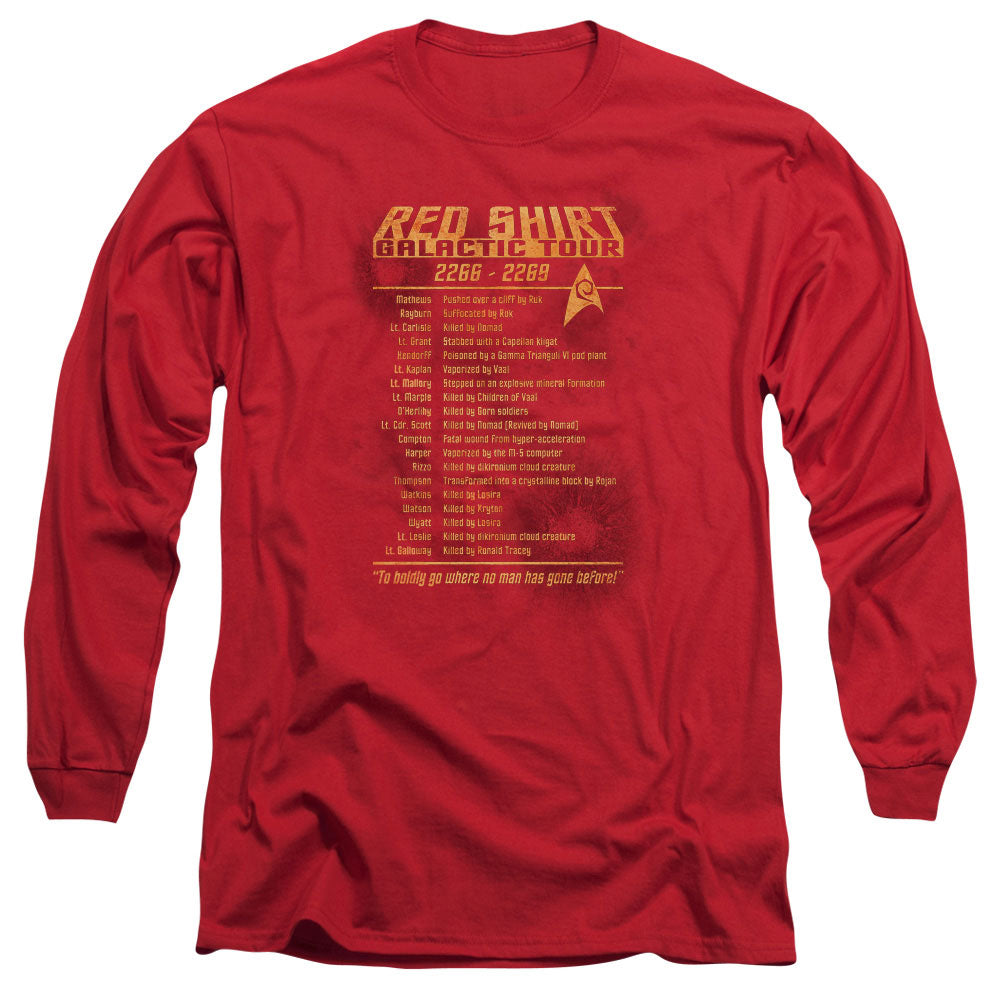 Star Trek Red Shirt Tour Licensed Adult Unisex Long Sleeve T-Shirt LG