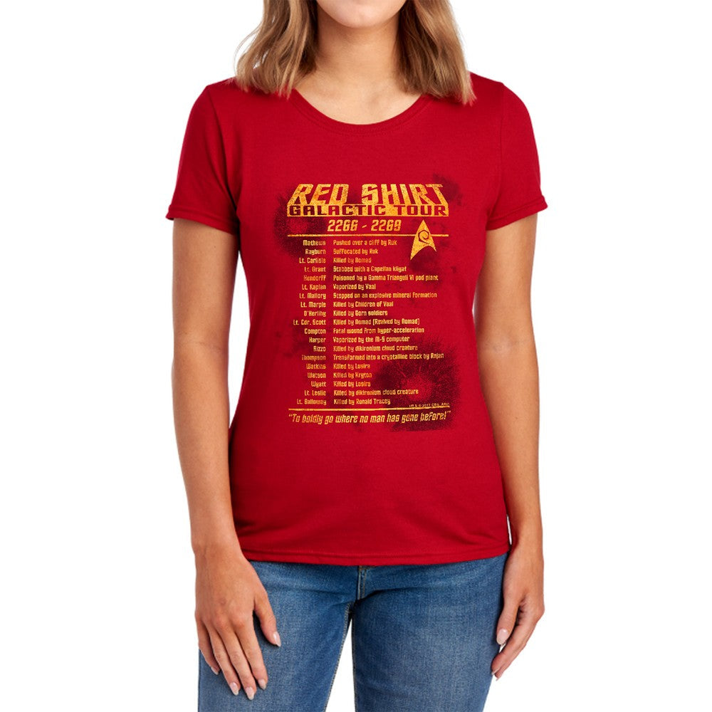 Star Trek Red Shirt Tour Licensed Women's T-Shirt Regular Fit LG