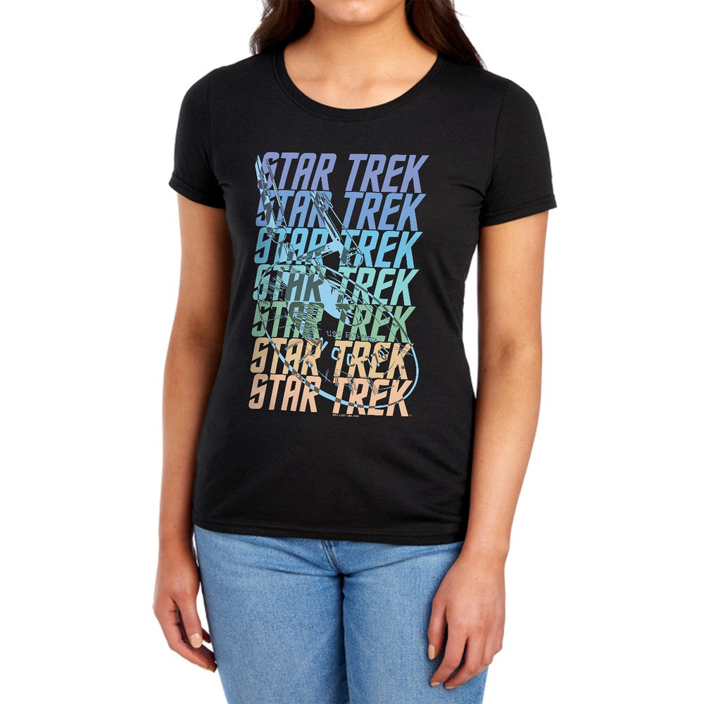 Star Trek Multi Logo Enterprise Licensed Women's T-Shirt Regular Fit LG