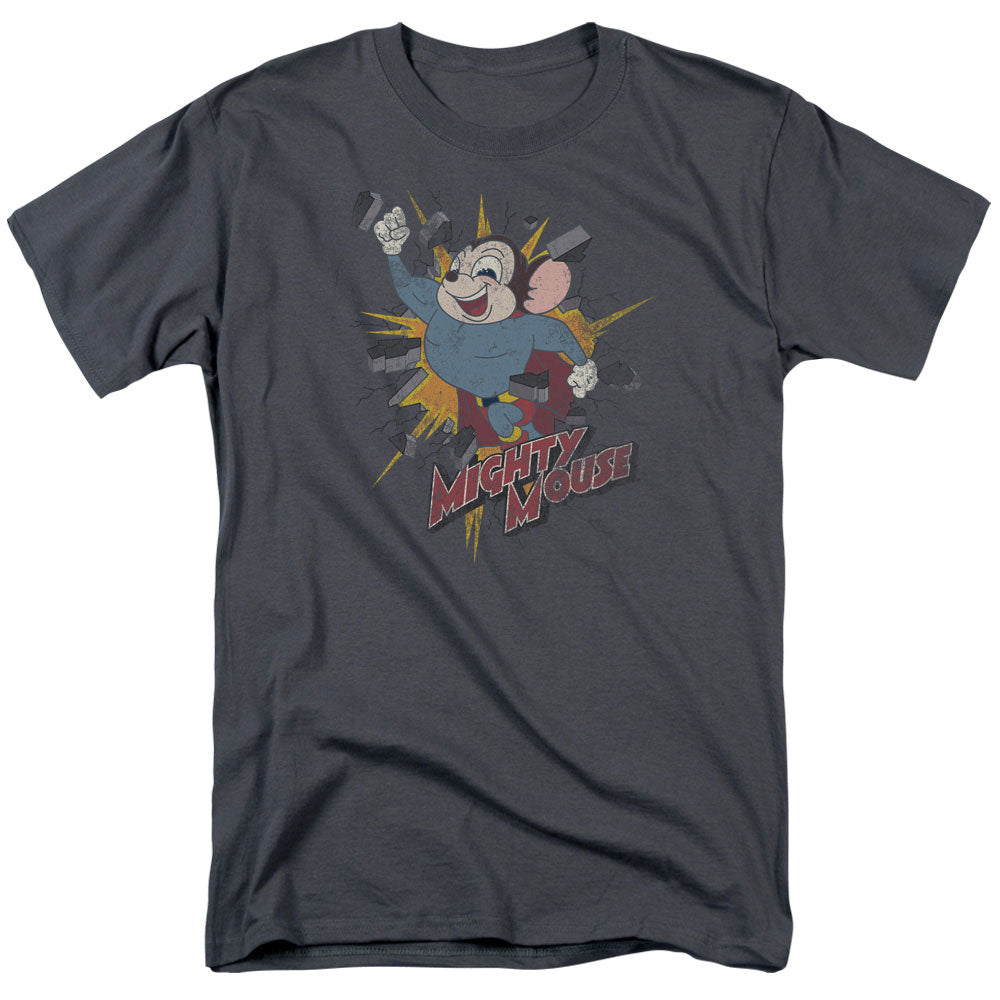 Mighty Mouse Break Through Licensed Adult Unisex T-Shirt Regular Fit Tee SM-3X