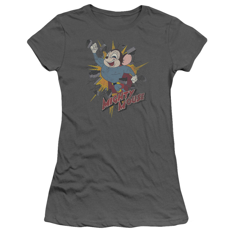 Mighty Mouse Break Through Licensed Women's T-Shirt Juniors SM