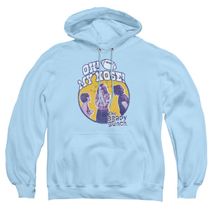 AN OFFCIALLY LICENSED BRADY BUNCH MY NOSE ADULT UNISEX PULLOVER HOODIE LIGHT BLUE
