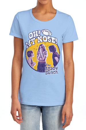 AN OFFCIALLY LICENSED BRADY BUNCH MY NOSE WOMEN'S REGULAR FIT T-SHIRT LIGHT BLUE