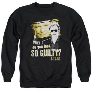 AN OFFCIALLY LICENSED CSI MIAMI SO GUILTY ADULT UNISEX CREWNECK SWEATSHIRT BLACK