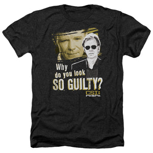 AN OFFCIALLY LICENSED CSI MIAMI SO GUILTY MEN'S HEATHER T-SHIRT CHARCOAL