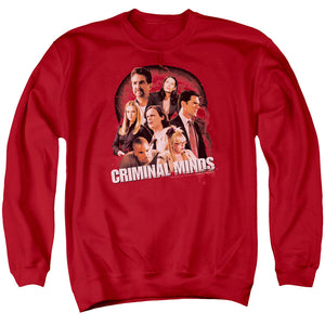 AN OFFCIALLY LICENSED CRIMINAL MINDS BRAIN TRUST ADULT UNISEX CREWNECK SWEATSHIRT RED