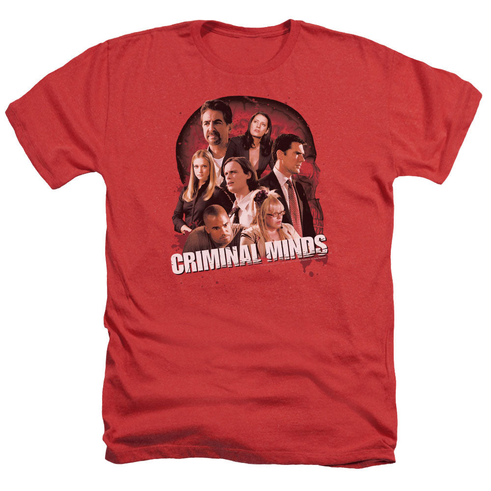 AN OFFCIALLY LICENSED CRIMINAL MINDS BRAIN TRUST MEN'S HEATHER T-SHIRT RED