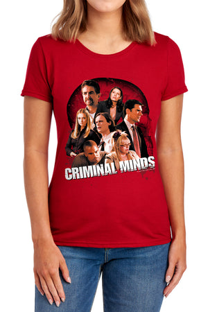 AN OFFCIALLY LICENSED CRIMINAL MINDS BRAIN TRUST WOMEN'S REGULAR FIT T-SHIRT RED