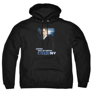 AN OFFCIALLY LICENSED CSI:NY JUSTICE SERVED ADULT UNISEX PULLOVER HOODIE BLACK