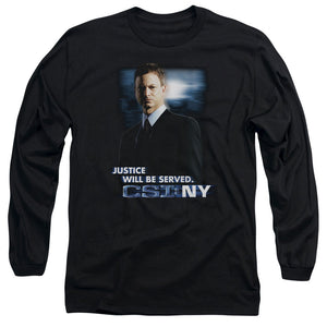 AN OFFCIALLY LICENSED CSI:NY JUSTICE SERVED MEN'S LONG SLEEVE T-SHIRT BLACK