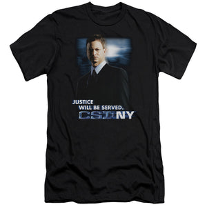 AN OFFCIALLY LICENSED CSI:NY JUSTICE SERVED MEN'S PREMIUM SLIM FIT T-SHIRT BLACK