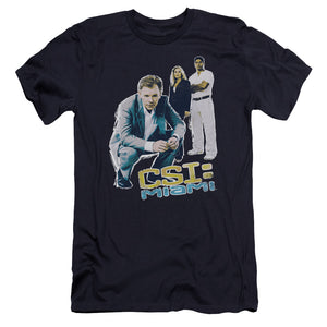 AN OFFCIALLY LICENSED CSI:MIAMI IN PERSPECTIVE MEN'S PREMIUM SLIM FIT T-SHIRT NAVY