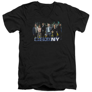 AN OFFCIALLY LICENSED CSI NY CAST MEN'S V-NECK T-SHIRT BLACK
