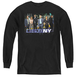 AN OFFCIALLY LICENSED CSI NY CAST YOUTH LONG SLEEVE T-SHIRT BLACK