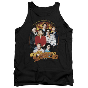 AN OFFCIALLY LICENSED CHEERS GROUP SHOT ADULT UNISEX TANK TOP BLACK
