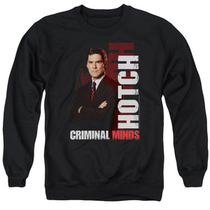 AN OFFCIALLY LICENSED CRIMINAL MINDS HOTCH ADULT UNISEX CREWNECK SWEATSHIRT BLACK