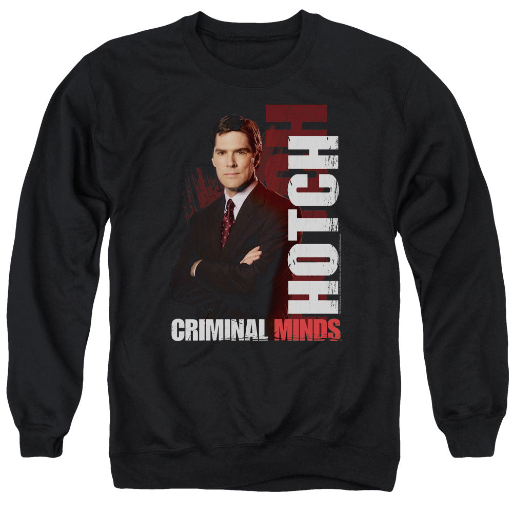AN OFFCIALLY LICENSED CRIMINAL MINDS HOTCH ADULT UNISEX CREWNECK SWEATSHIRT BLACK