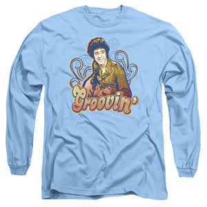 AN OFFCIALLY LICENSED BRADY BUNCH GROOVIN MEN'S LONG SLEEVE T-SHIRT CAROLINA BLUE